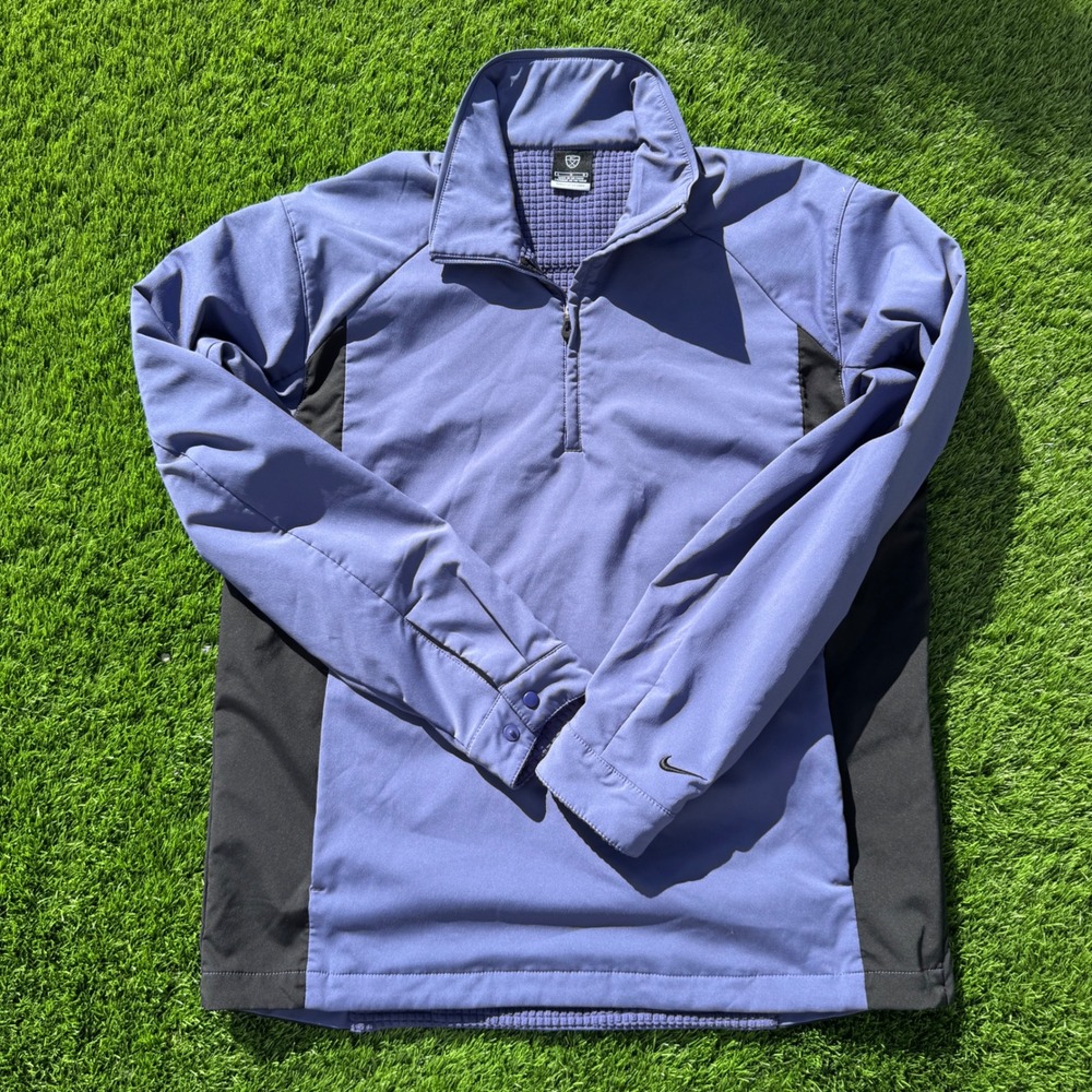Nike Golf FIT Storm Mens L 1/4 Zip Pullover Jacket Blue Black 231530-496